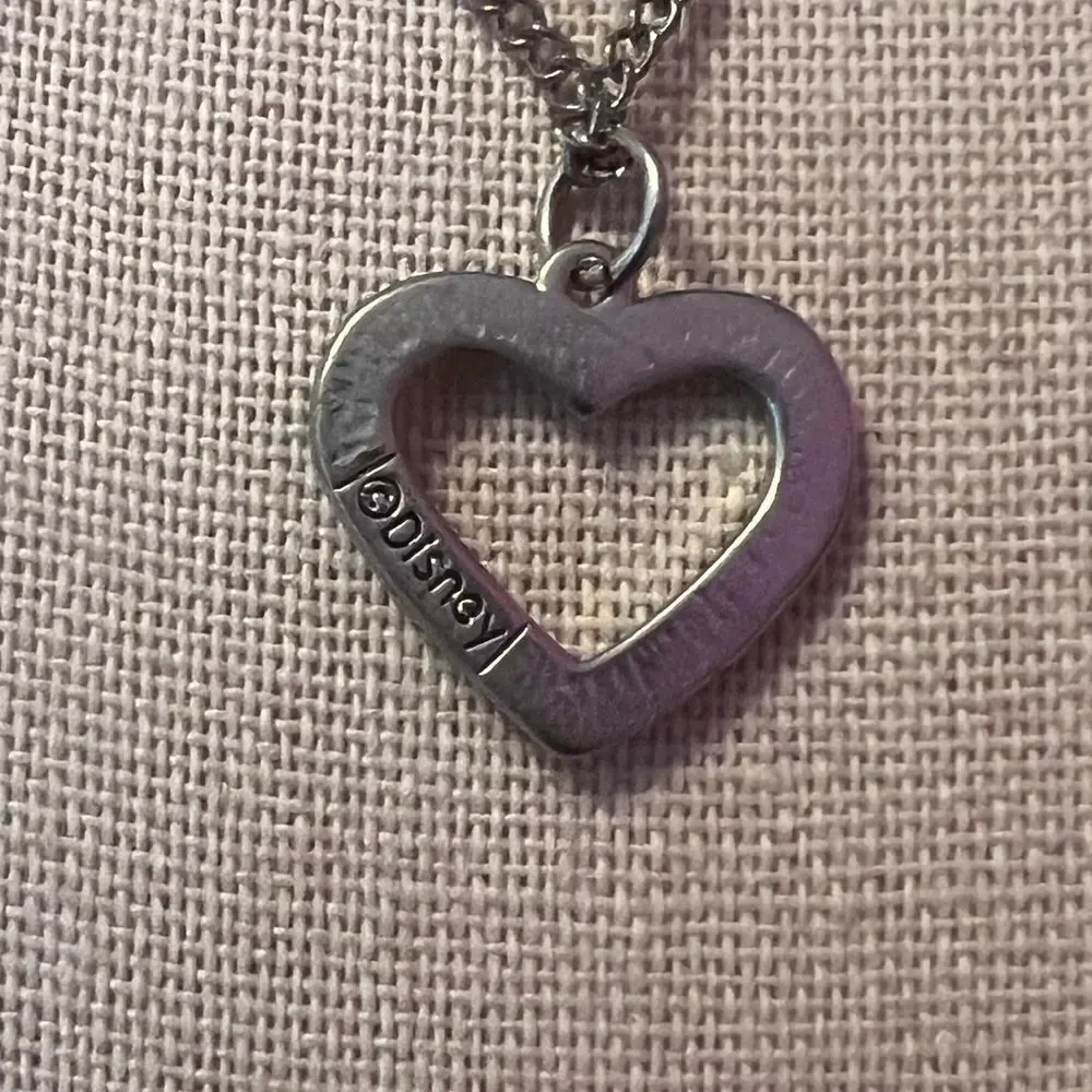 NWOT Disney Princess Red Rhinestone Heart Silver Necklace